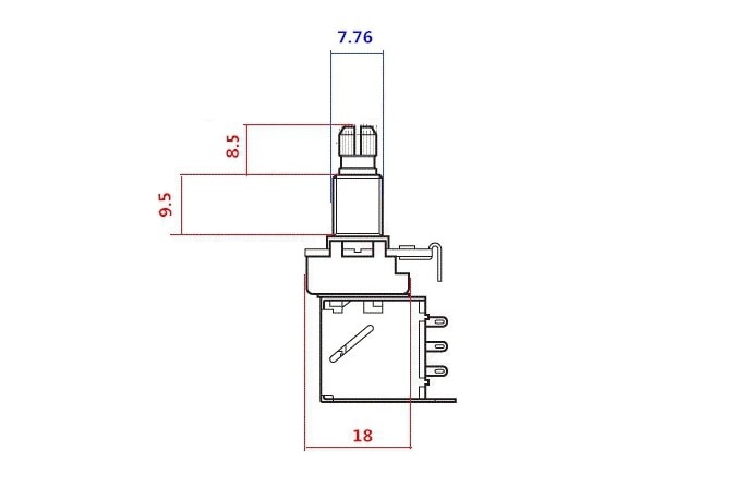 push-push potentiometer 8mm metric shaft diameter diagram